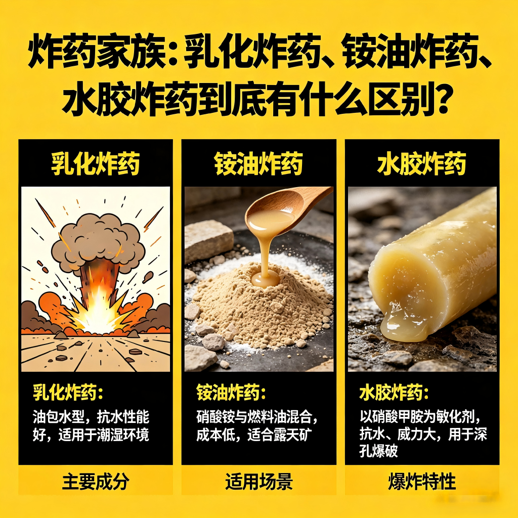 炸药家族：乳化炸药、铵油炸药、水胶炸药到底